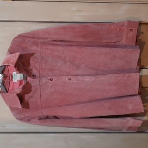 Northwest clothing company leather pink coral button shirt jacket like new XL
